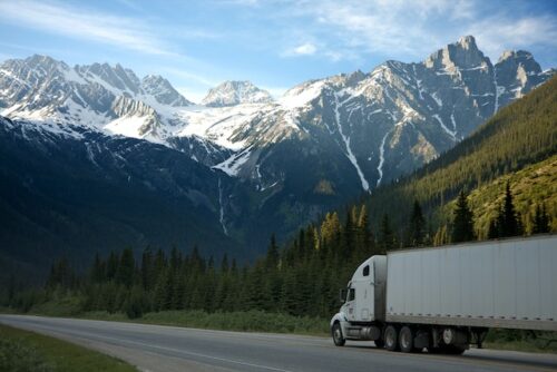 truck driving near mountains