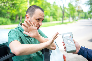 man refusing breath test