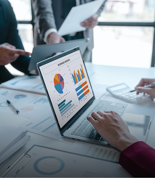 Team of businesspeople working with chart